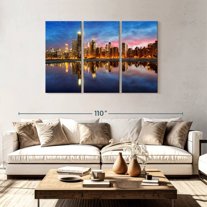 Hannes, lumières de l'horizon de Chicago, H 48 po x l 74 po