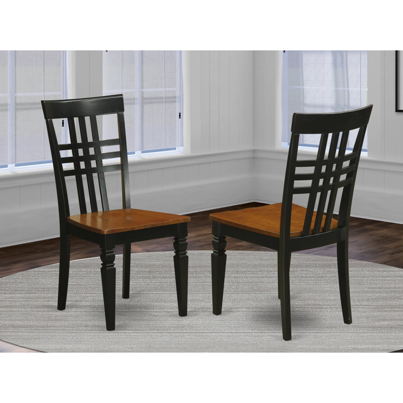 2 Dining Room Chairs - Stylish Back Solid Wood Seat Chairs, Set of 2, Black & Cherry, Black/Cherry