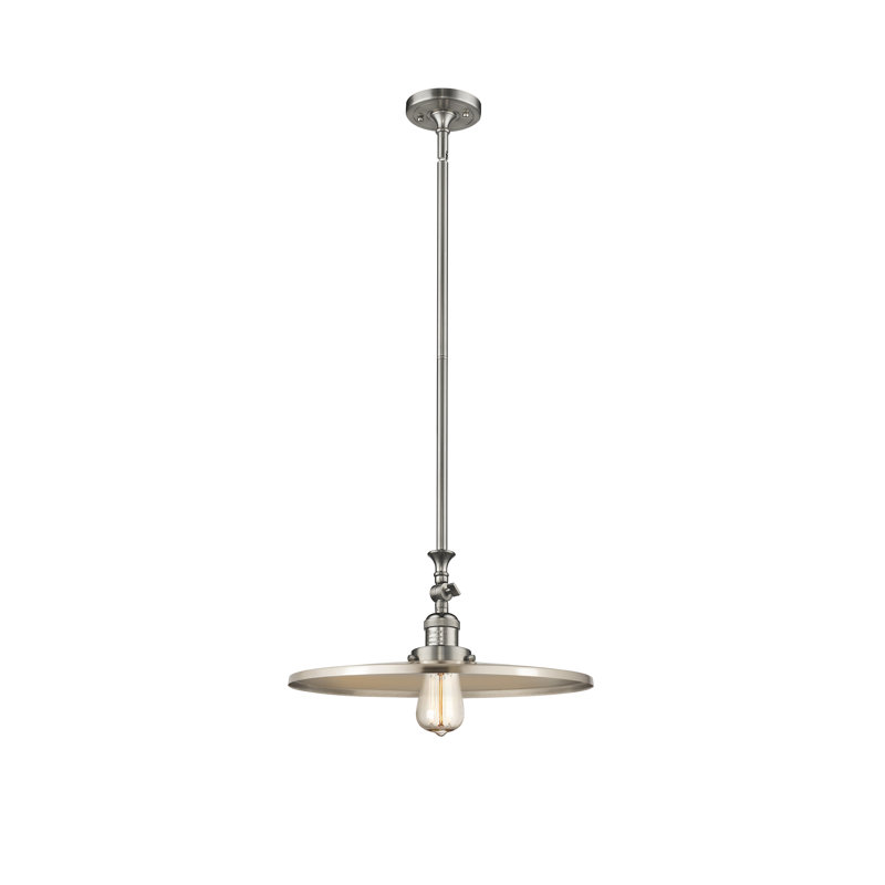 Luminaire suspendu simple à 1 lumière Weston, Nickel satiné brossé, Nickel satiné brossé