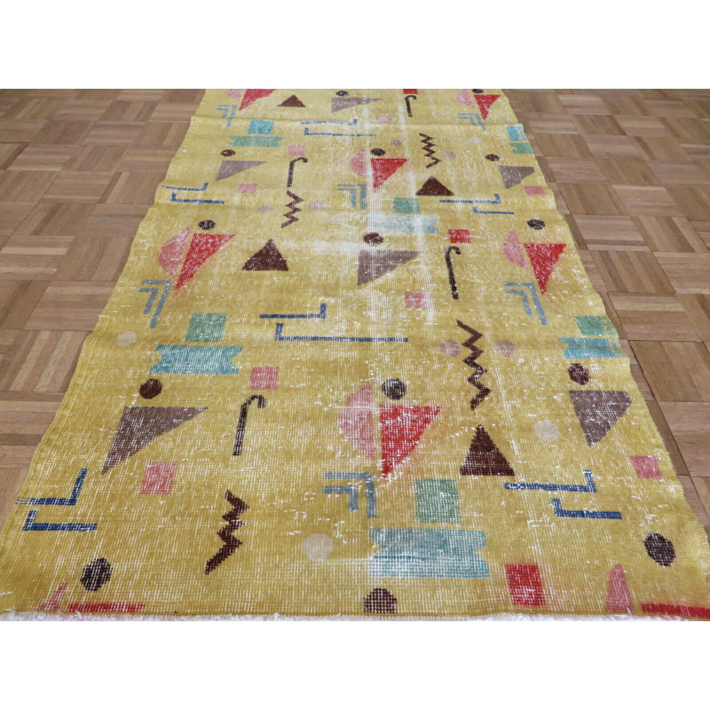 Tapis de zone en laine 3 pi 5 po x 6 pi 2 po main one-of-kind noué la Allaire
