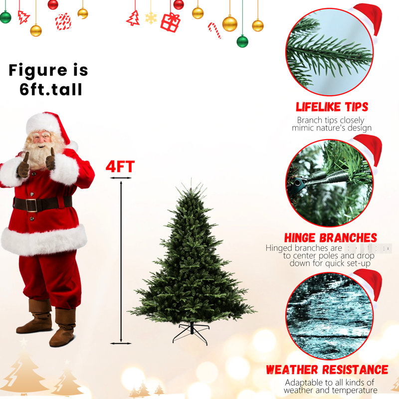 Arbre de Noël de 8 pi avec 2673 réaliste, grande base pour les espaces spacieux, structure à charnières, installation simple et support en métal ferme avec environnements pe / mixtes, cadre fiable à installation rapide avec branches