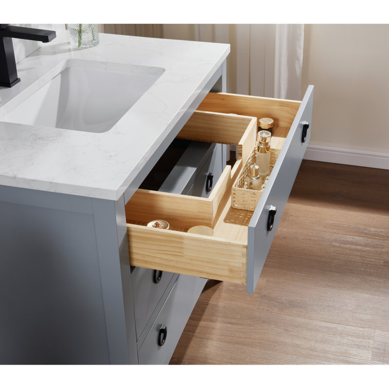 42" Solid Wood Sink Vanity With 1' Top, Black, Cadet, 36"