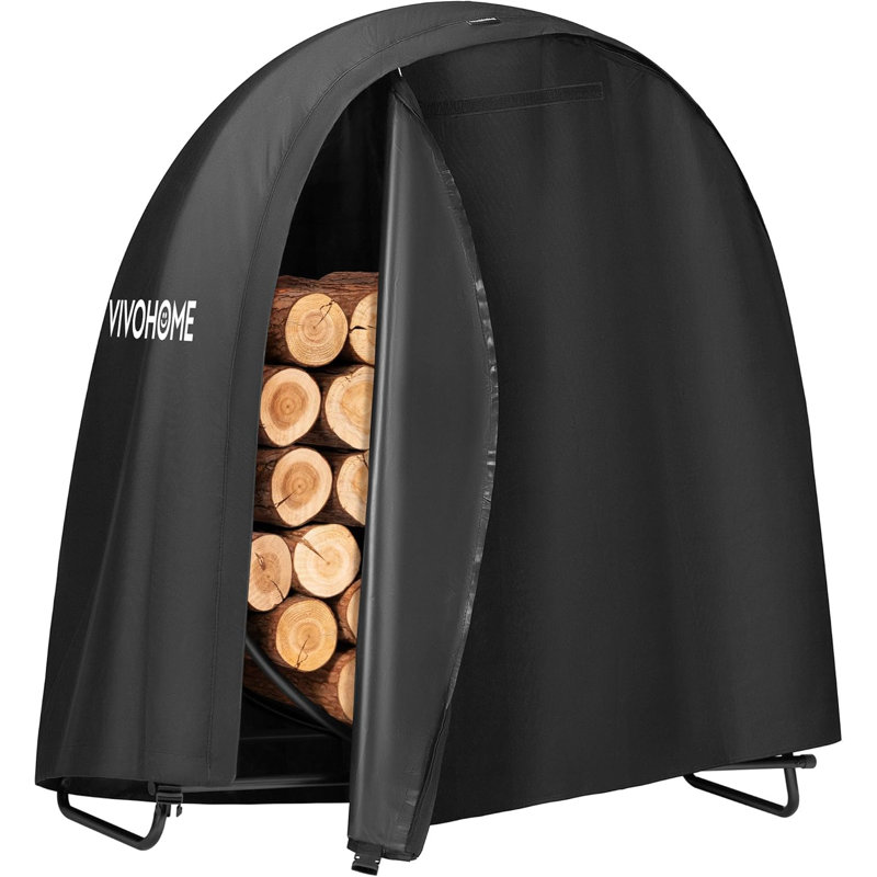 Support à bois rond 48 po en acier robuste avec couvercle
