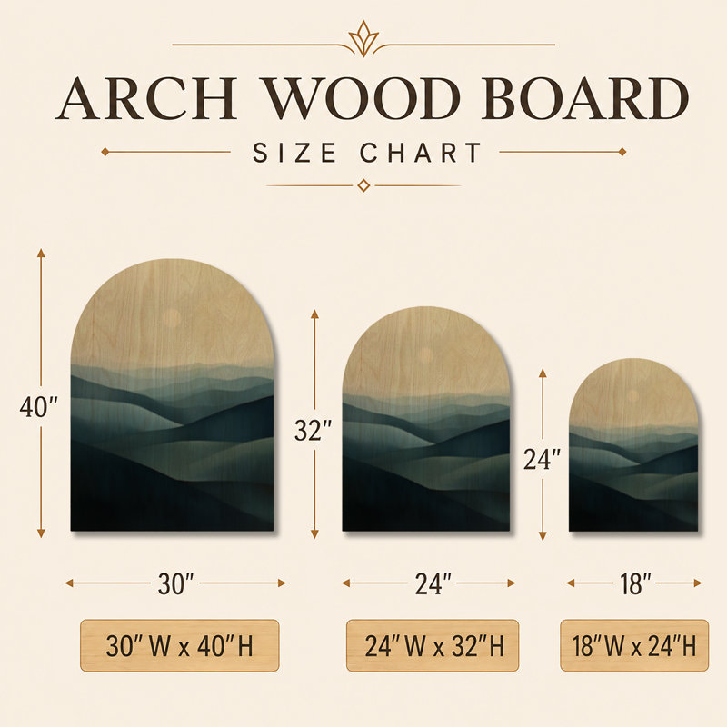 Crêtes du soleil pâle I - Tableau mural en bois arqué représentant un paysage abstrait bleu, 32" H x 24" W, Arche