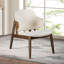 Chaise d'appoint moderne Mid-Century avec dossier à oreilles noyer / beige