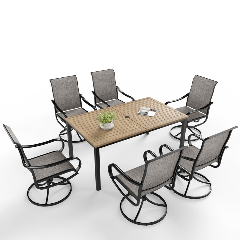 6 - Person Metal Patio Dining Set With Rectangular Table