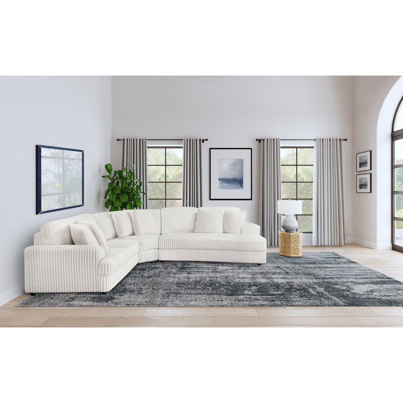 Canapé modulaire rembourré 3 pièces Tagen ivoire, H 35 po x l 72 po x P 41 po