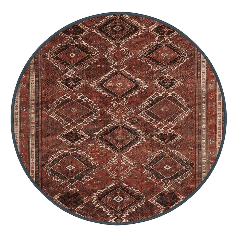 Tapis brun lavable à la machine, Rond 3 pi