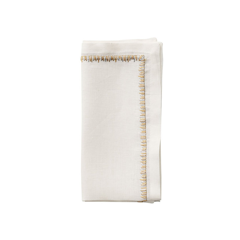 Filament 21" Linen Napkin, White/Gold/Silver