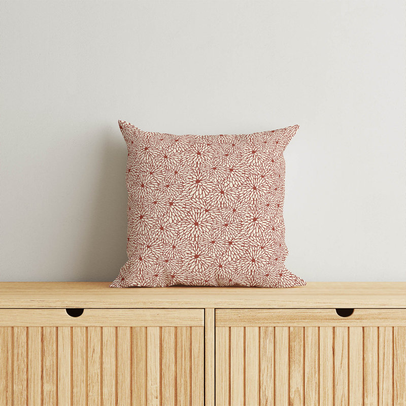 Coussin décoratif Chrysanthemum Bloom, Carré 20 po, Brique argile florale