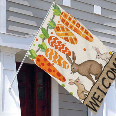 Drapeau Welcome Carot Bunnies, pour intérieur et extérieur, 70 x 47