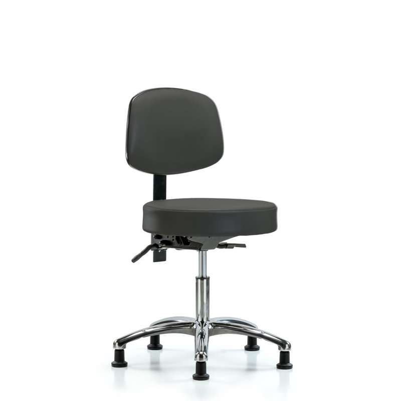 Tabouret de laboratoire réglable à hauteur de bureau Daenerys, Anthracite, Patins, Inclus
