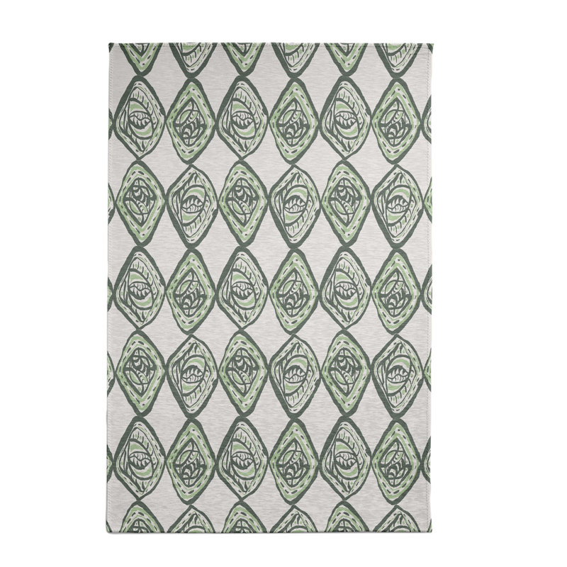 Vert géométrique/Tapis décoratif beige, Rectangle 2 pi x 3 pi
