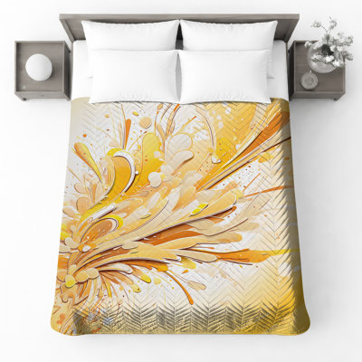 Couvre-lit matelassé abstrait jaune Splash toutes tailles