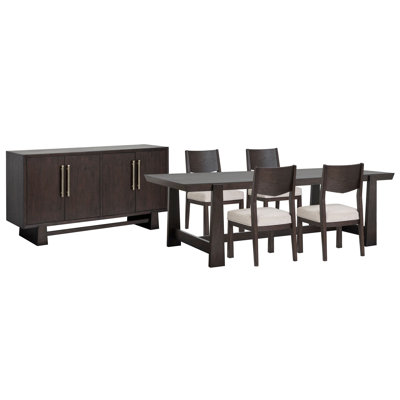 Trestle Dining Table With 4 Side Chairs And Buffet
