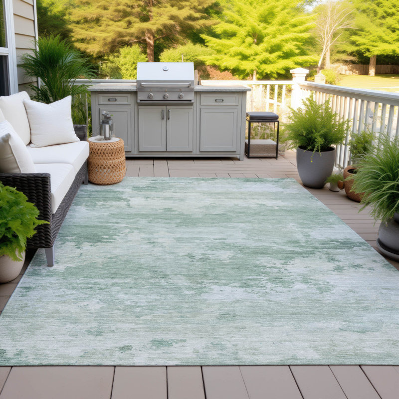 Tapis menthe Xhevrie intérieur / extérieur lavable à la machine, Rectangle 9 pi x 12 pi