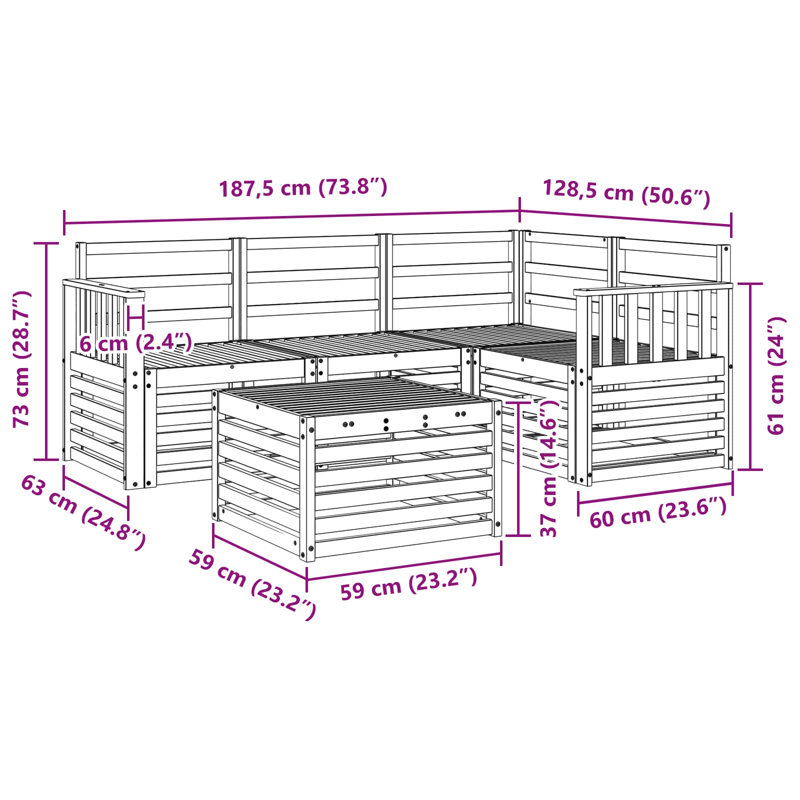  Outdoor Sofa Set 5 pcs Polyester