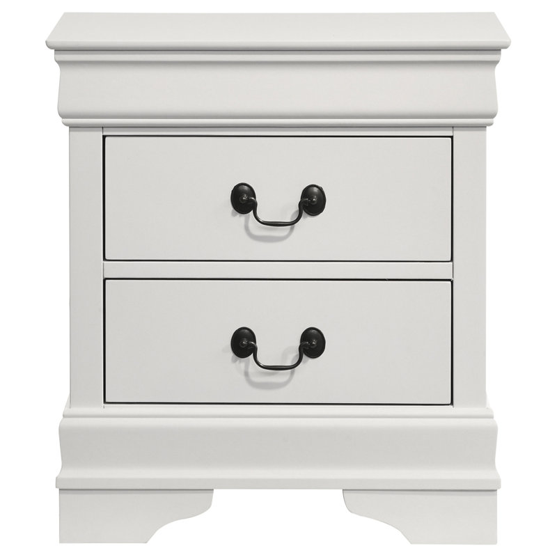 Daleyza 2-drawer Nightstand Bedside Table White, White/Matte Black