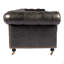 Canapé, cuir grainé avec structure en bois franc, noir - 3 sièges