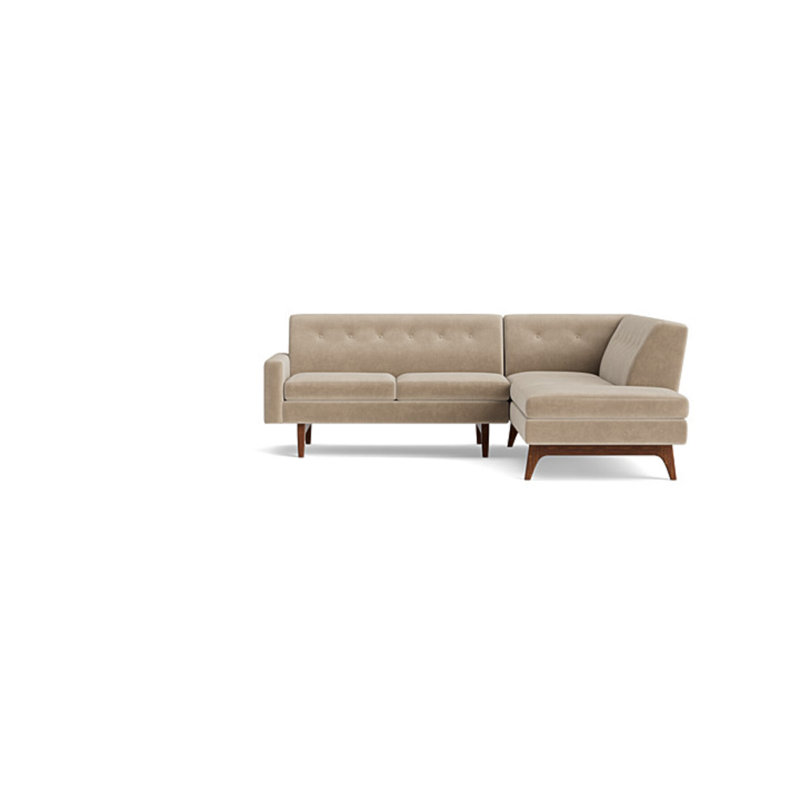 Tyler Sectional With Bumper (95" X 95"), Velvet - Beige, Right Hand Facing