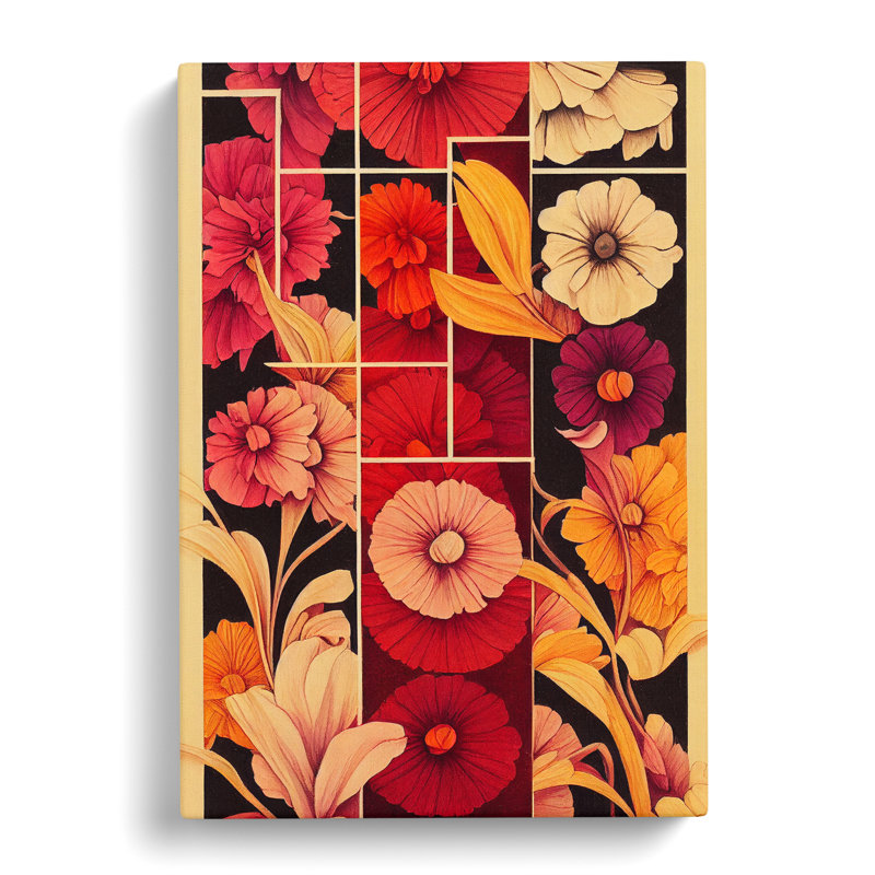 Retro Flowers No.5 - Wrapped Canvas, 50cm H x 35cm W x 3cm D
