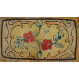 Antique American Hooked Rug America Yellow 1920s