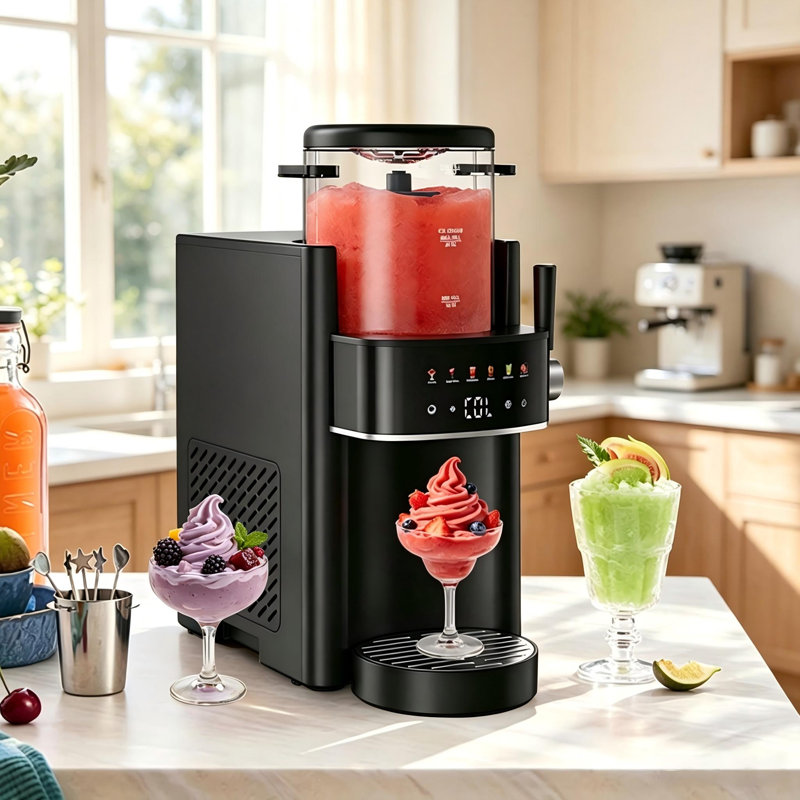 Machine à granité, machine à crème glacée, machine à granité pour la maison et les familles, pas besoin de glace avec refroidissement rapide et contrôle de la température, multifonction pour margarita, frappé, facile à nettoyer, noir