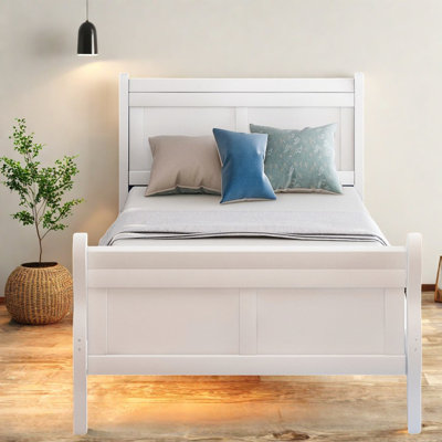 Lit simple en bois durable, cadre moderne et élégant pour la maison