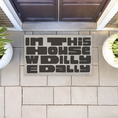  In This House Dilly Dally Quick Dry Non Slip Door Mat Recycled Cushioned, 18"x30"