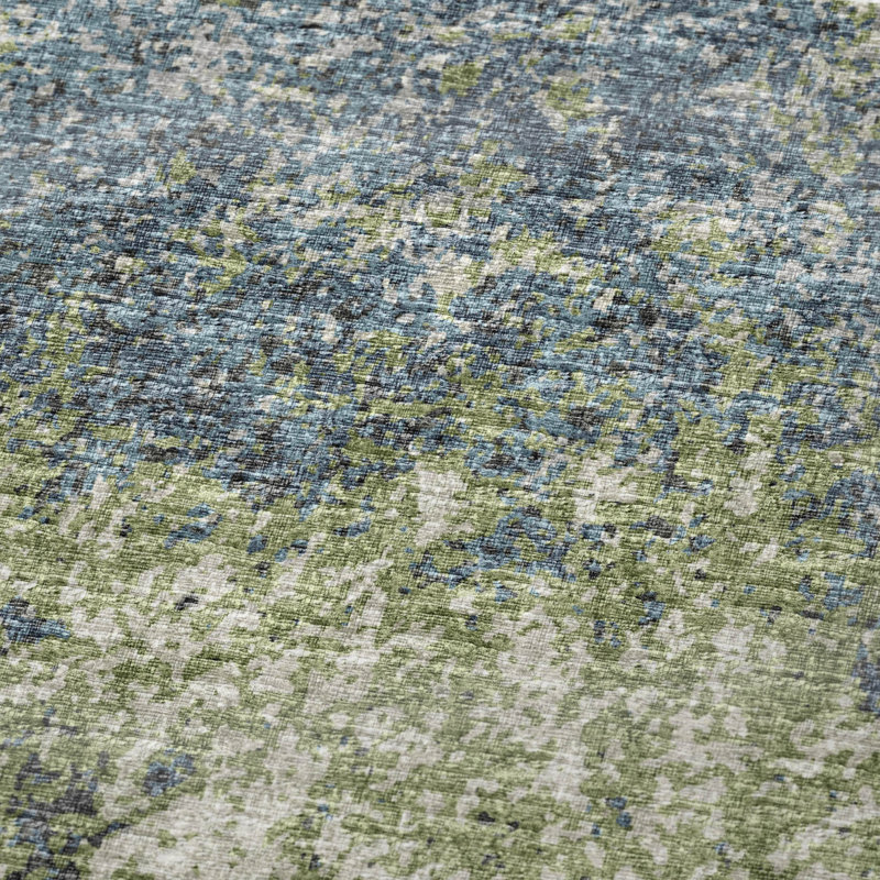 Premium Machine Washable Addison Sherpa Throw Blanket, Green Abstract 1