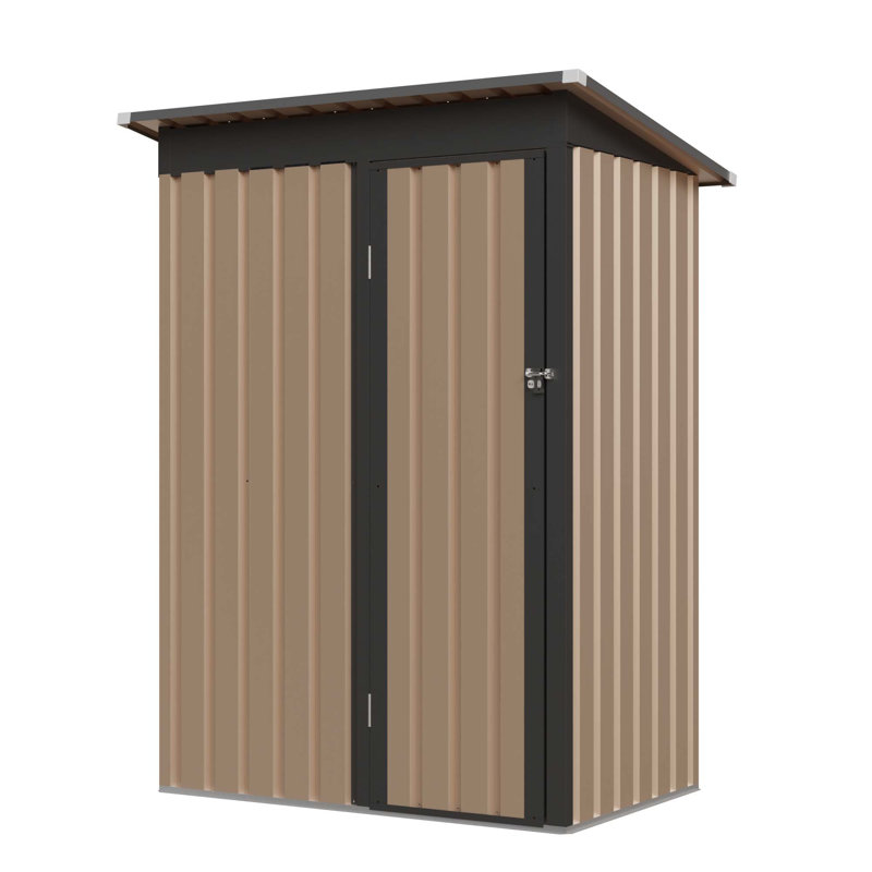 4.27FT X2.42FT Metal Garden Shed 5 X 3 FT Pent Roof With Hinge Door
