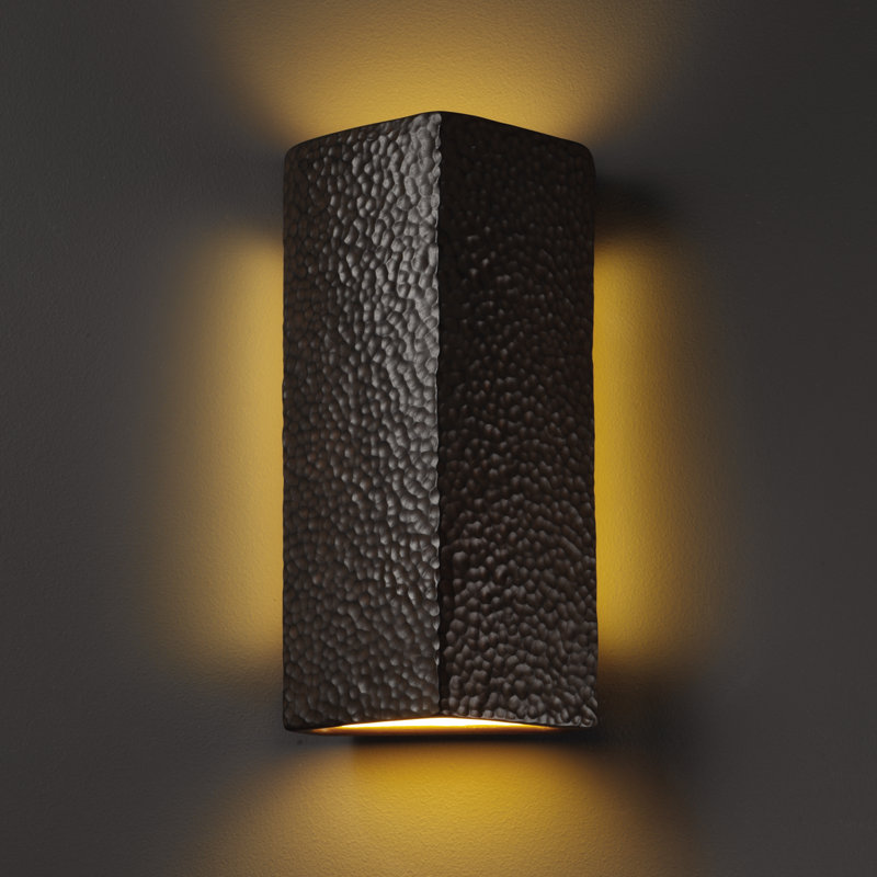 Henry Street Ceramic Flush Mounted Sconce, Hammered Iron