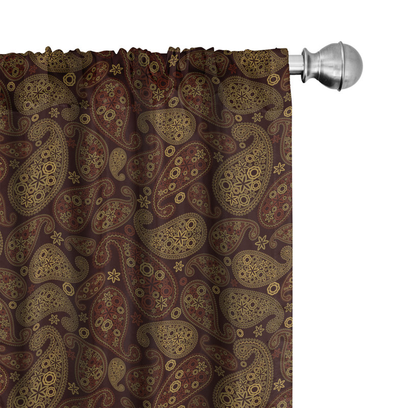 Paisley Damask Semi-Sheer Rod Pocket Curtain Panels, 28" x 84"
