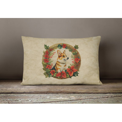 Christmas Flowers Frame Outdoor Throw Pillow
