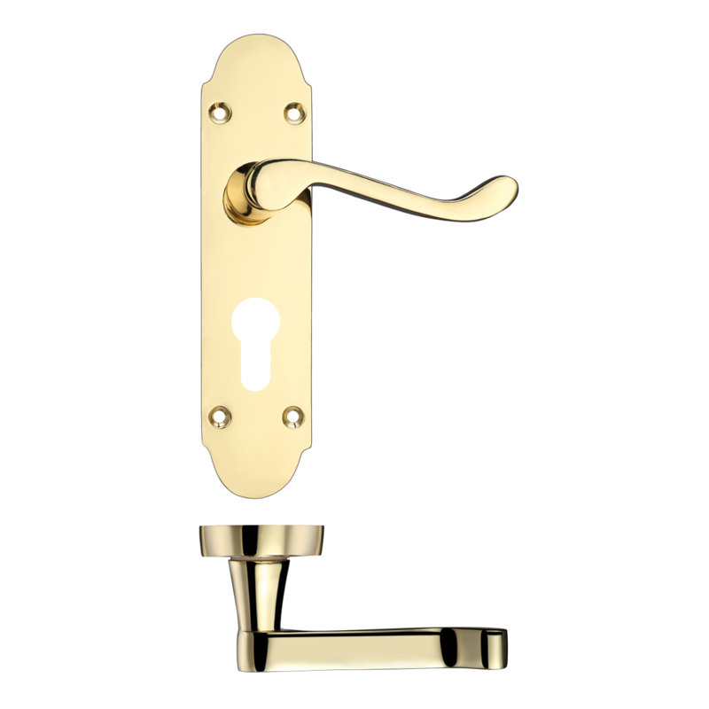 Patternsin Lock Door Handle, Electro Brass