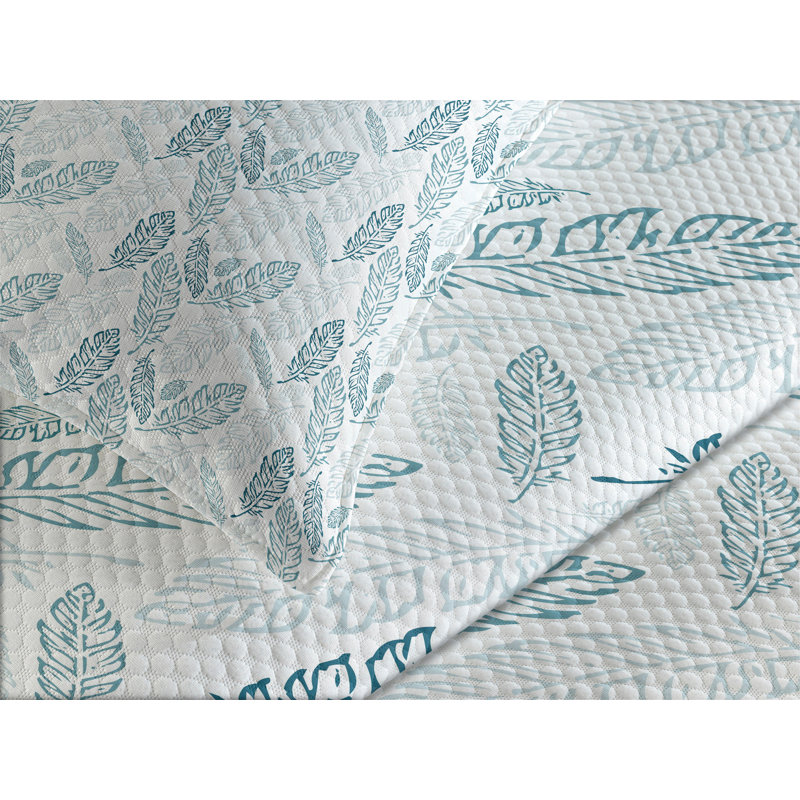 Ambensonne bleu sarcelle et plumes grunge bleu sarcelle bleu foncé blanc, Très grand couvre-lit / couvre-lit + 2 taies déc
