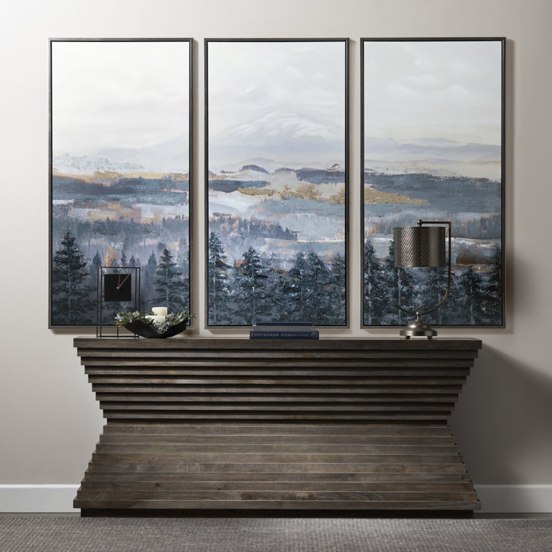 Rustic Panorama 3-Piece Landscape Blue Framed Canvas Wall Art