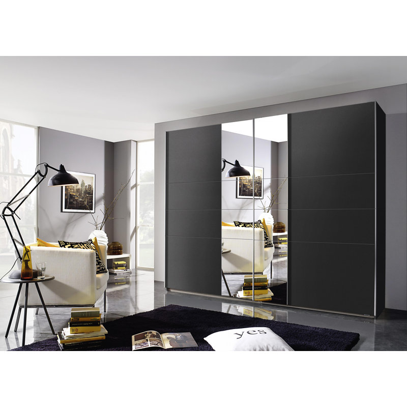 Maringa 2 Door Manufactured Wood Wardrobe, 210cm H x 218cm W x 59cm D, Premium, Grey metallic