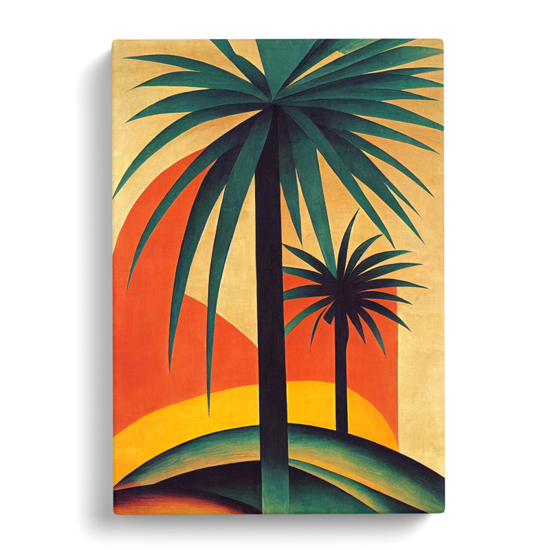 Palm Tree Retro - Wrapped Canvas, 50cm H x 35cm W x 3cm D