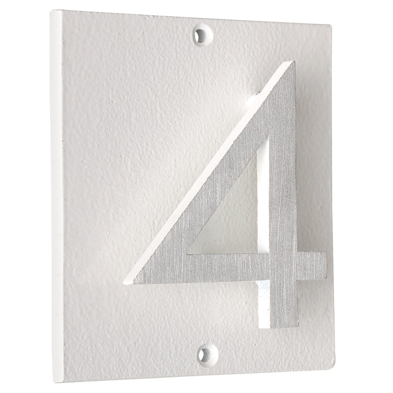 Plaque d’adresse murale sur 1 ligne flottante, Blanc, Nickel satiné deux tons, Oui