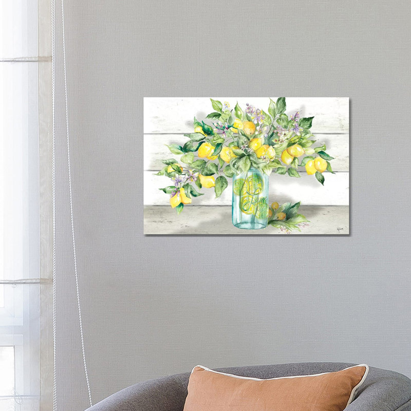 Lemons In Mason Jar Landscape - Wrapped Canvas Painting, 66.04 cm H x 45.72 cm W x 1.91 cm D
