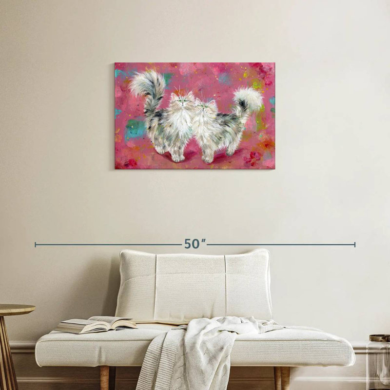 «Brampt Two Tabgies On Blossom» - rose, H 20 po x l 30 po