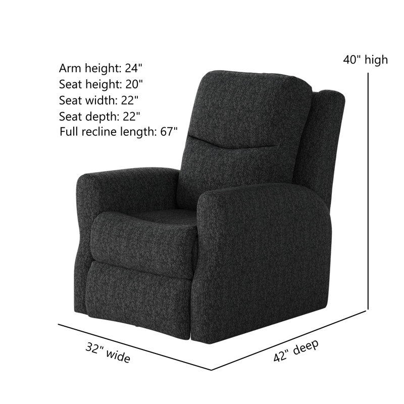 Fame Headrest Recliner, Dark Gray, Power/Wall Recliner