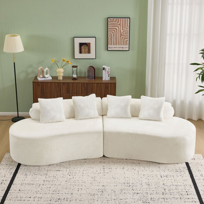 Flannelette Boneless Curved Sofa Including 4 Pillows