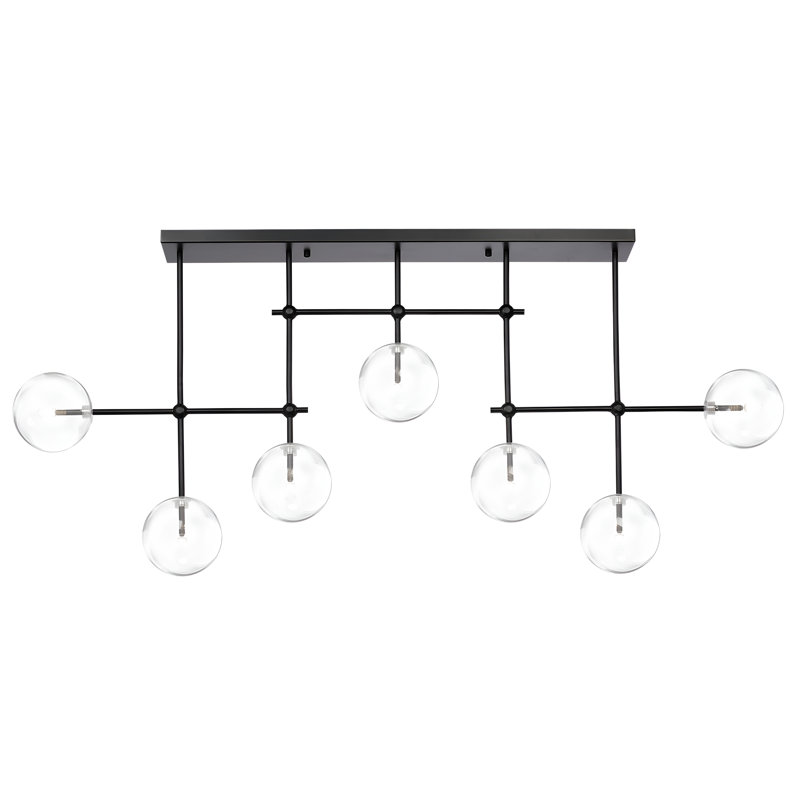 7-light Clear Glass Globe Linear Chandelier