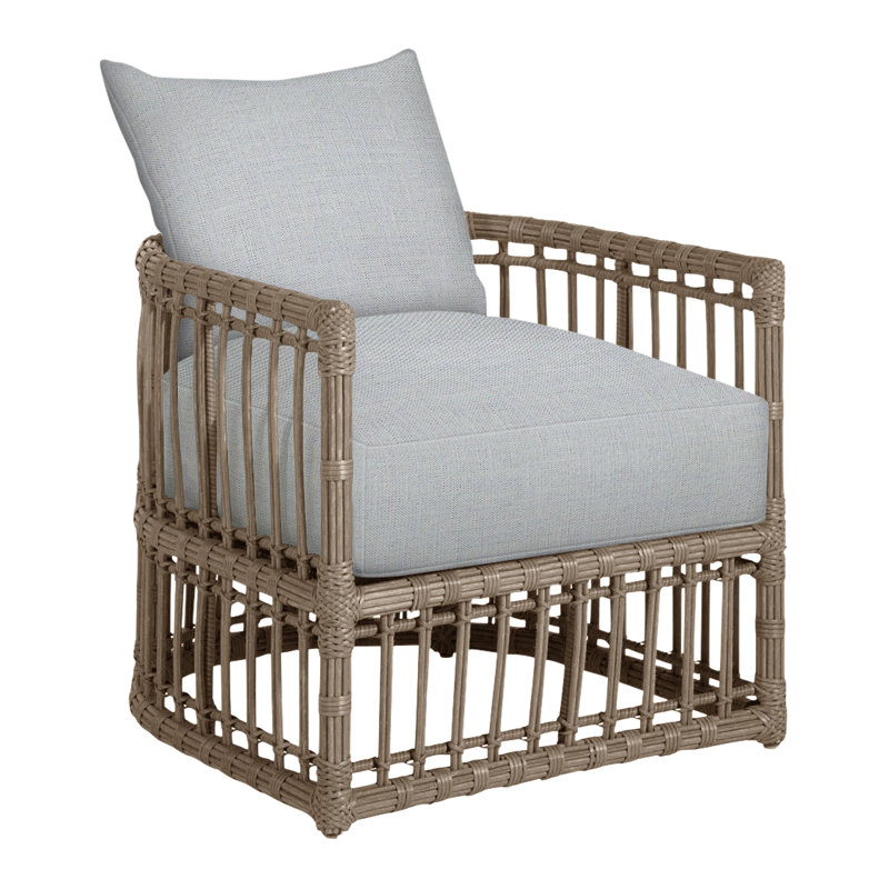 Newport Arm Chair with Cushions, Newport #66 Burlap, No Welt, Linen Chambray