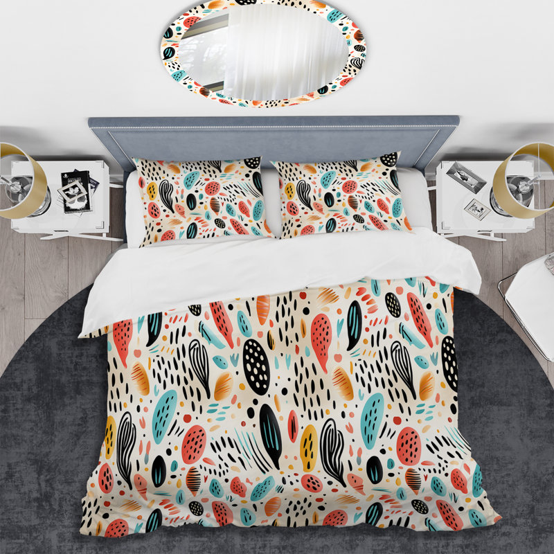 Motif d'animaux tribaux de couleur claire - ensemble de housse de couette géométrique - microfibre de polyester