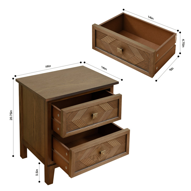 Table de chevet rétro brun rustique