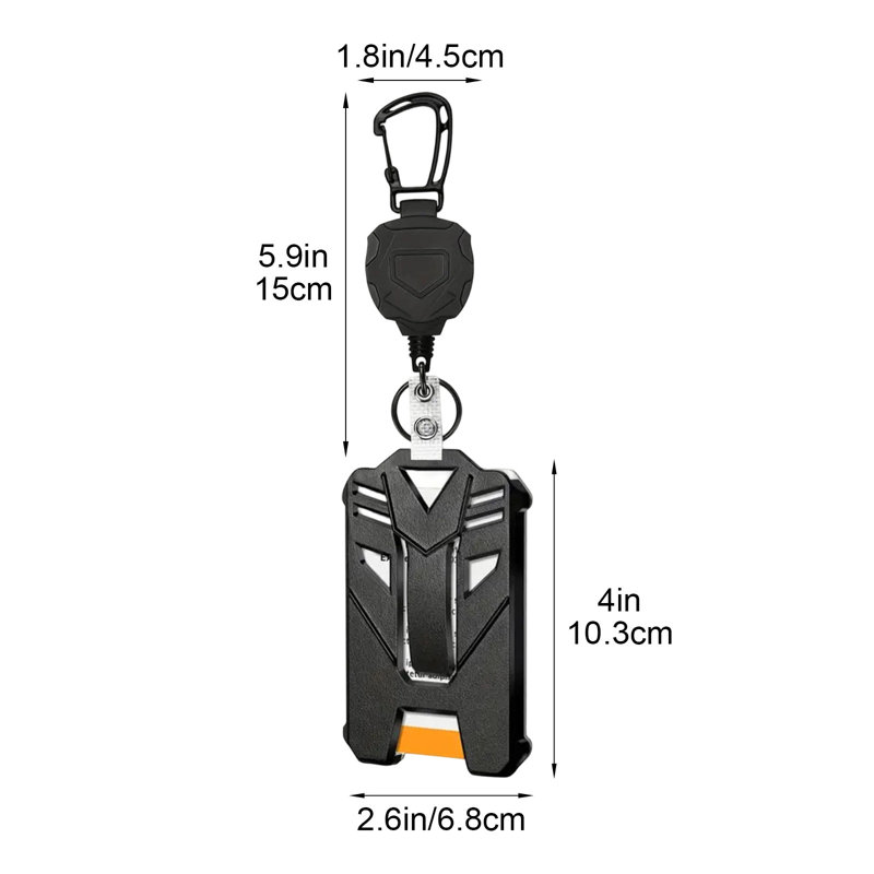 Porte-badge d'identification en plastique de style Mecha avec mousqueton rétractable à haute élasticité et pochette robuste pour carte de travail.