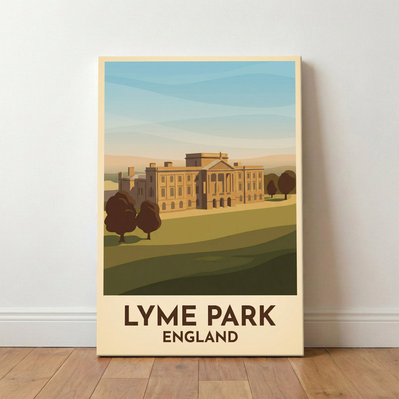 Lyme Park, England - Romantic Country House and Parkland Travel Poster | Castles and Palaces. Giclee Print on Wrapped Canvas. Wall Art, Home Decor - Castles & Palaces, England 1 Piece Wrapped Canvas Wall Art
